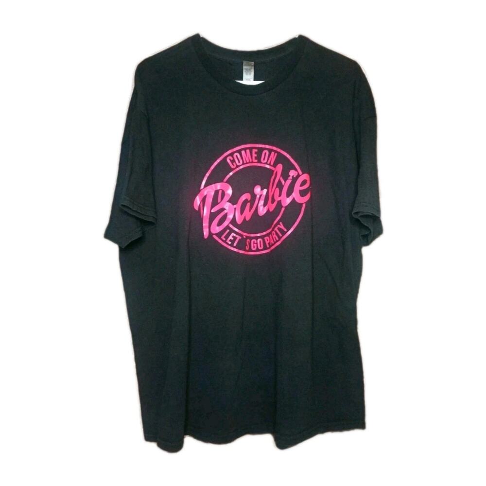 Barbie Come On Barbie Let's Go Party Graphic Tee Men's 2XL Black Vintage Pink